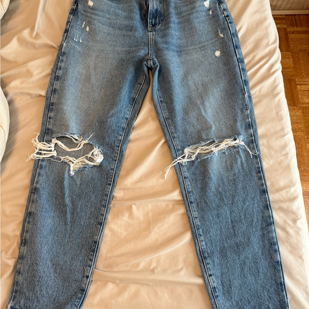 Zara Blue Distressed Boyfriend Jeans